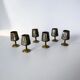 Abalone shell & brass shot glasses, set of 6, Mexico, 1970s