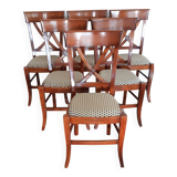 set of 6 recent Restoration style chairs in solid stained beech in excellent condition