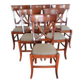 set of 6 recent Restoration style chairs in solid stained beech in excellent condition