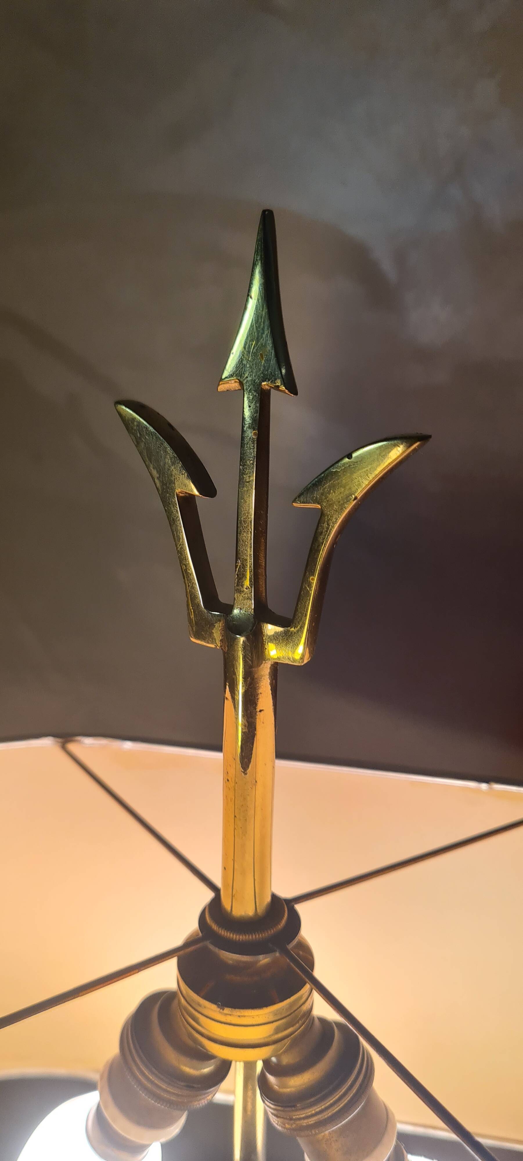 lampe bronze dauphin poseidon angleterre 1910 circa tres bon etat h57x34