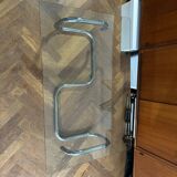 1970s design coffee table in rectangular glass with chrome legs