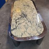 Italian design coffee table from the 70s, marble and chrome