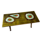 Vintage ceramic coffee table (atomic pattern) with a chrome base.