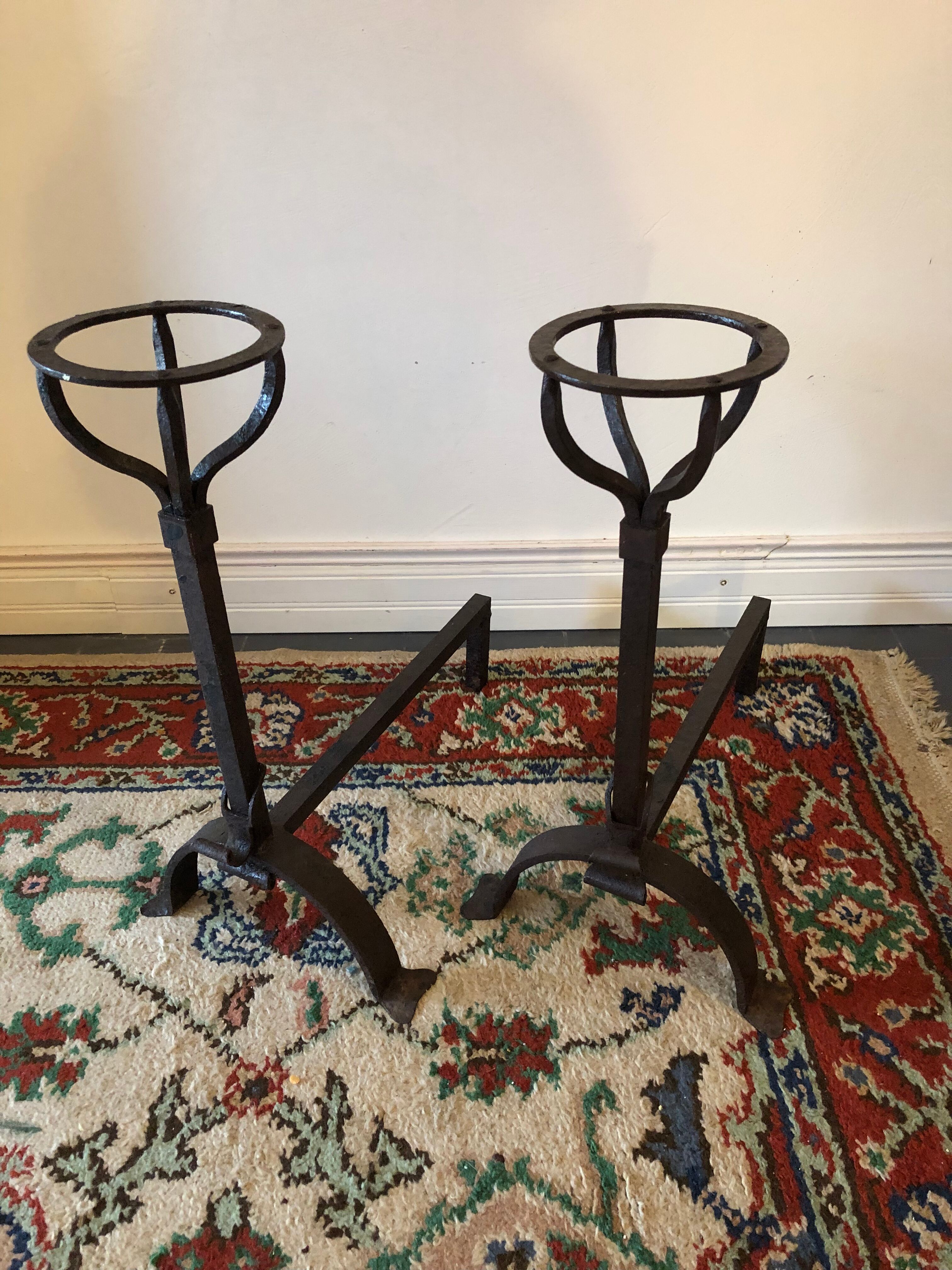 Ancient cast iron chenets