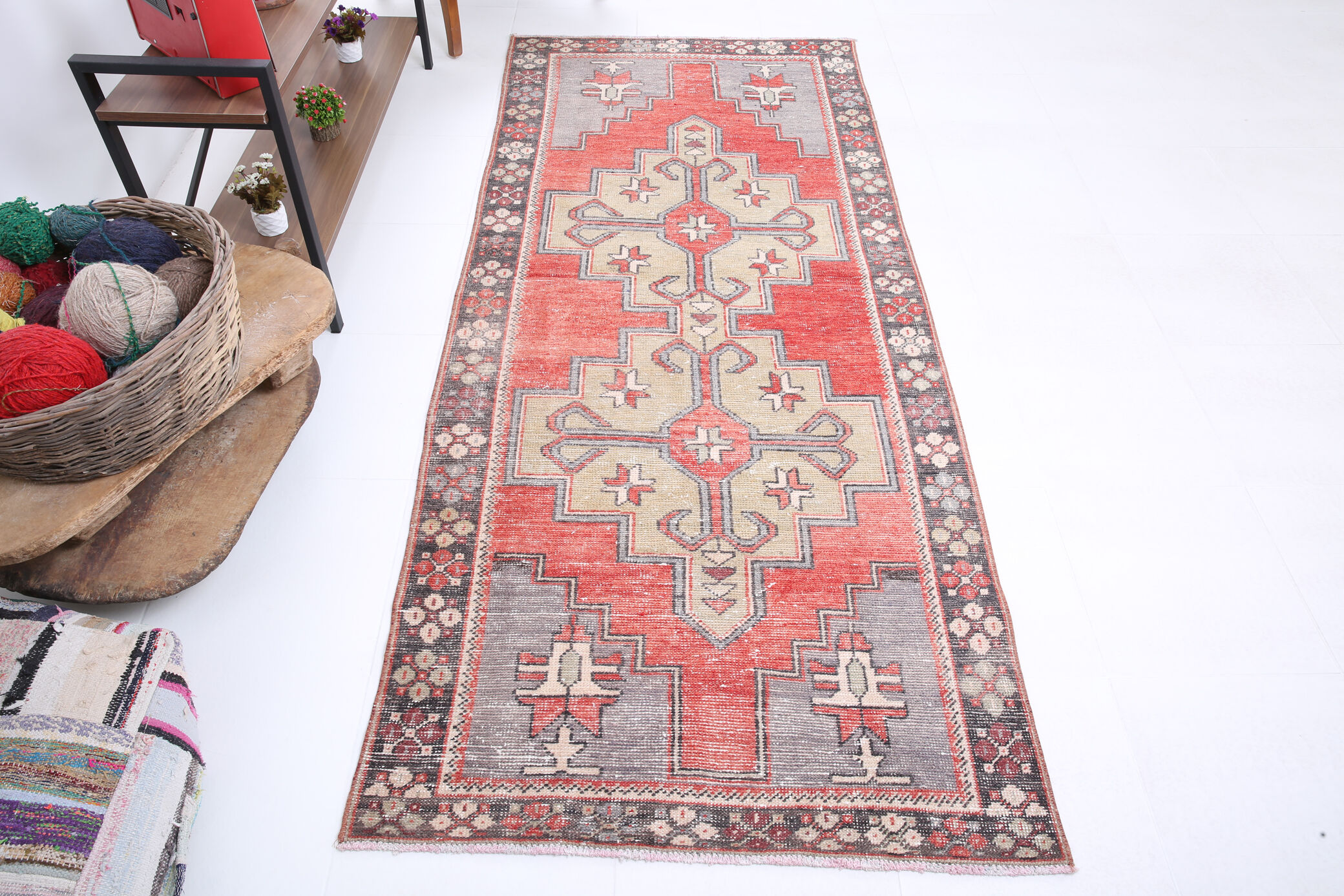 3x8 oriental madallion turkish runner rug,107x247cm