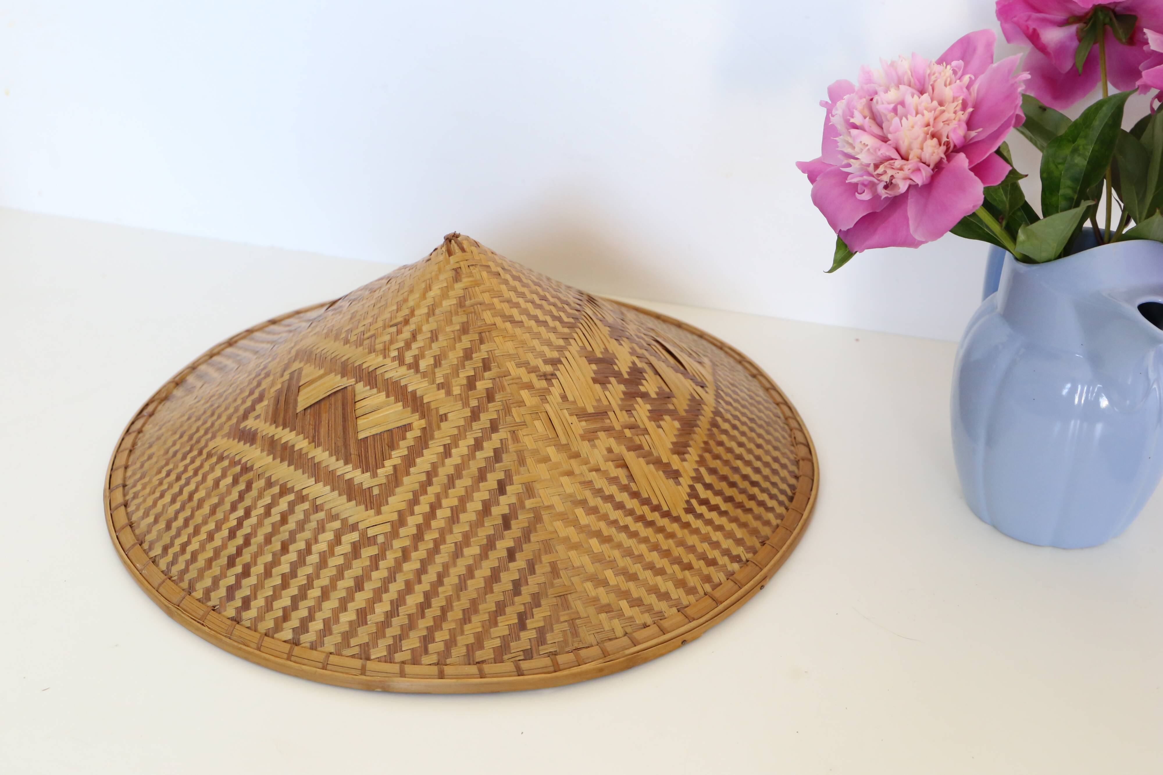 Vintage Chinese hat, bohemian wall decoration