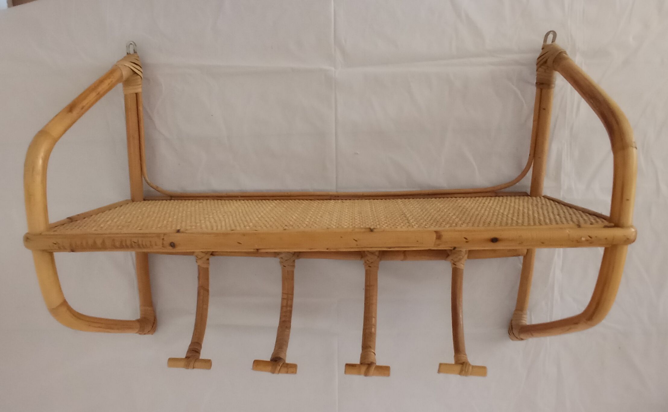 Rattan coat rack