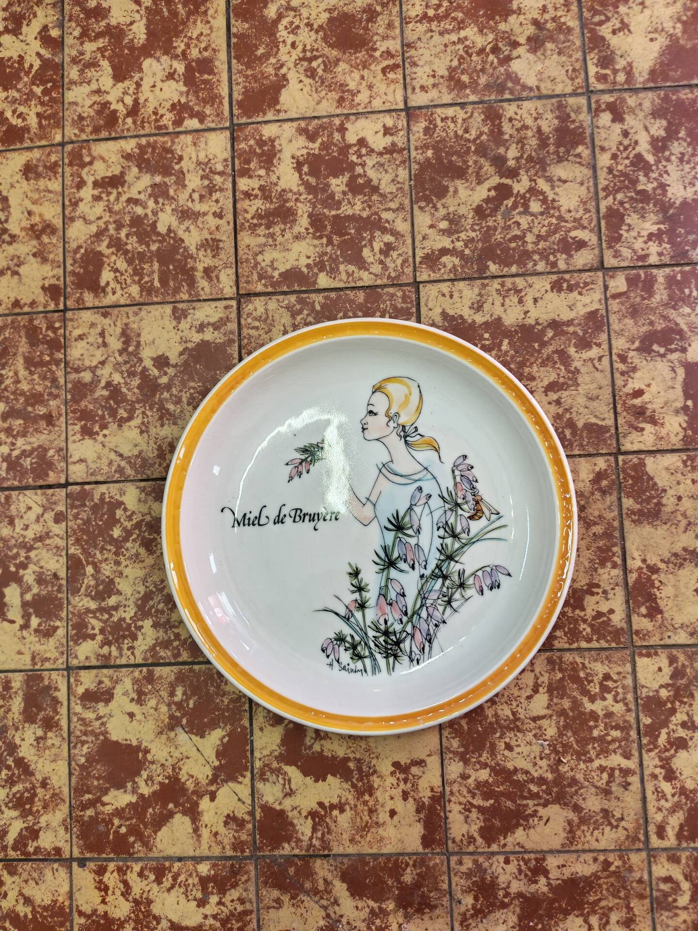 Set of 5 decorative plates Gien by Hughette Sainson