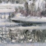 Peinture à l’huile de paysage de forêt de neige suédoise « Crisp », encadrée