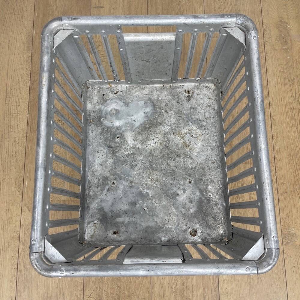 Large industrial aluminum laundry crate from the 60s