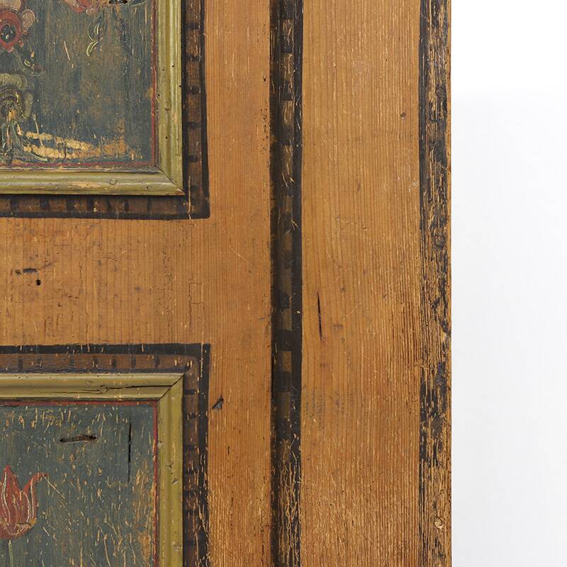 Antique Rustic Farmhouse Folk Art Painted Bridal Cabinet 1822
