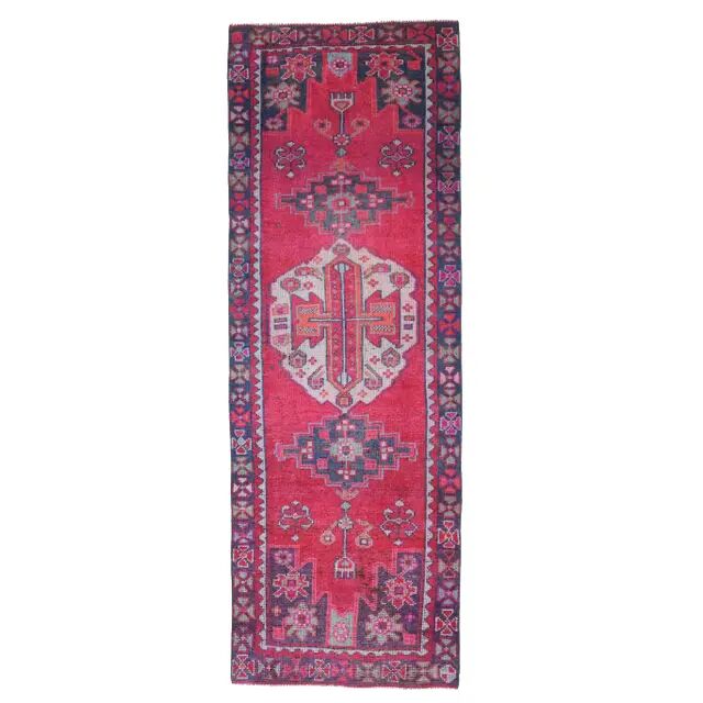 Couloir en laine turc Oushak vintage fait main 122x355