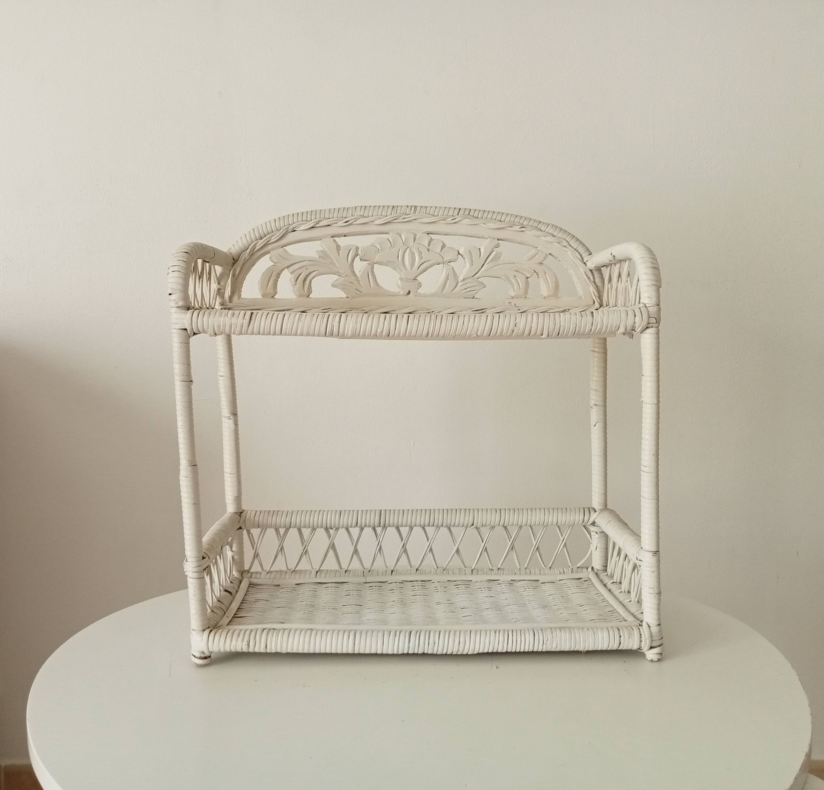 Vintage rattan wall shelf