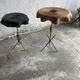 Set of 2 vintage Italian side tables in raffia.