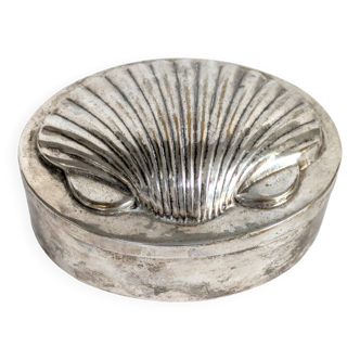 Antique lidded box | Shell motif | Silver plated |