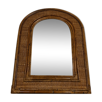 Vintage rattan bamboo mirror 1960 55x75cm