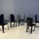 Chaises de salle à manger en cuir noir par De Couro Brazil, années 1980 - lot de 6