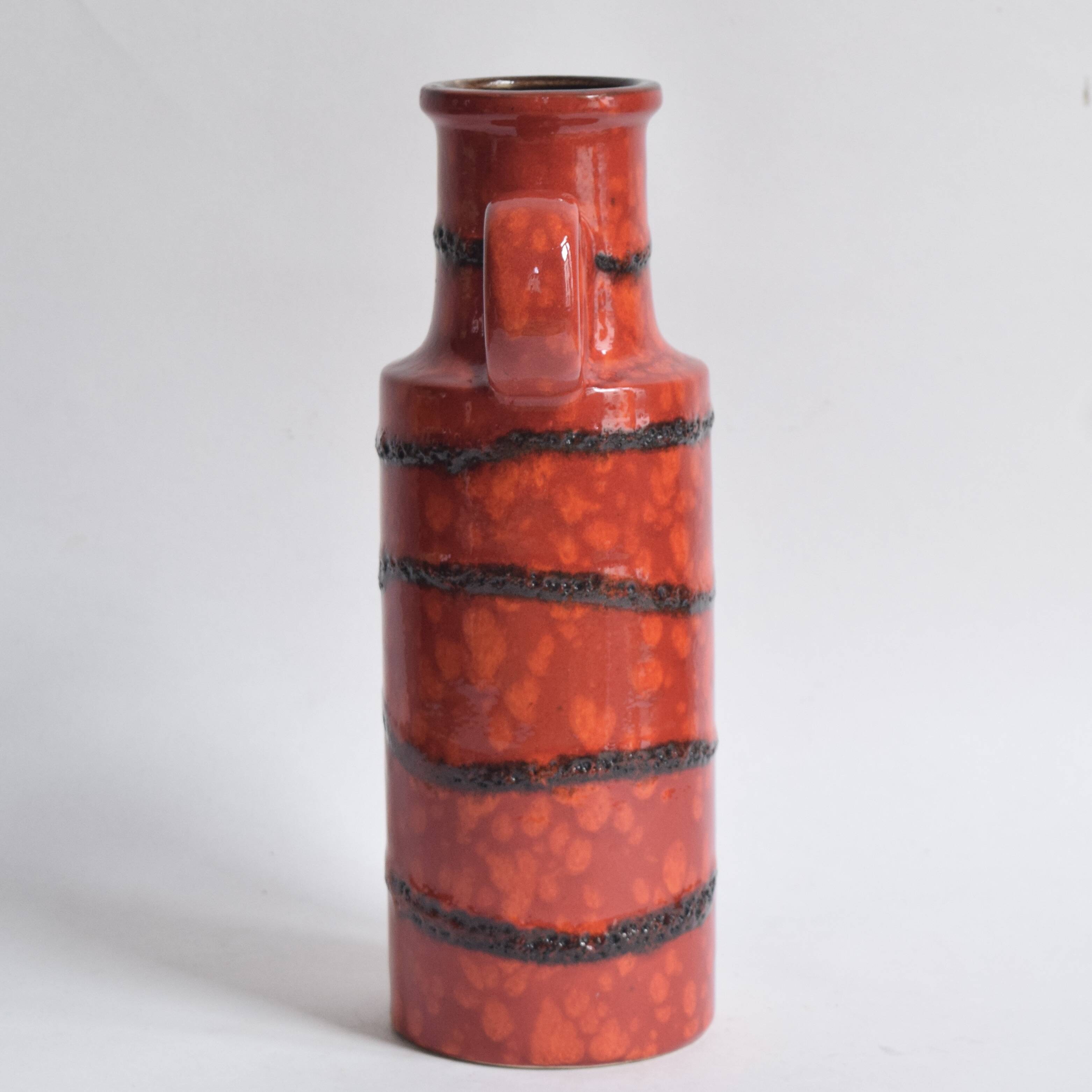 Scheurich Keramik vase red Fat Lava - West Germany 401 28