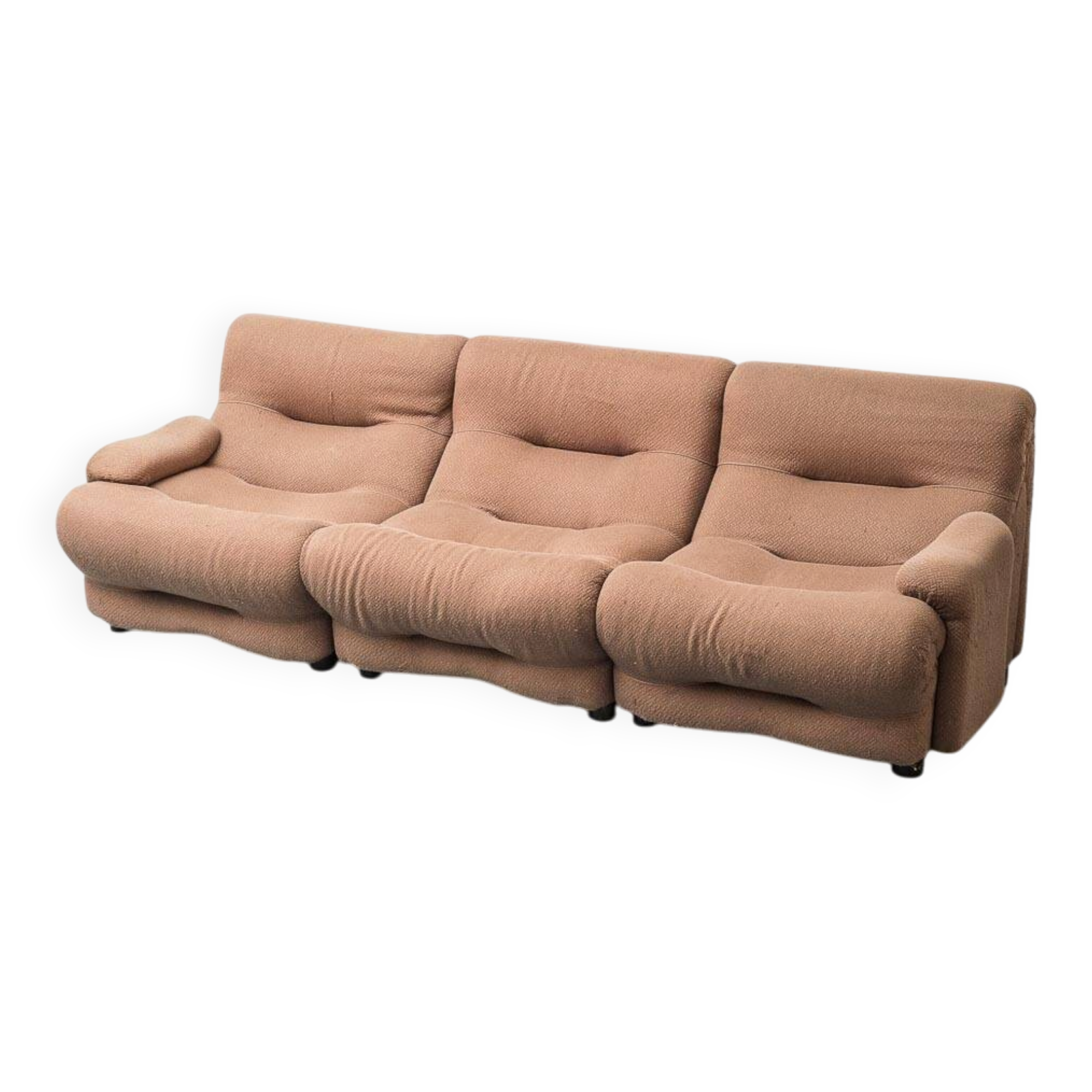 Rezia 3-seater modular vintage sofa by Emilio Guarnacci for 1P, 1970s modernism