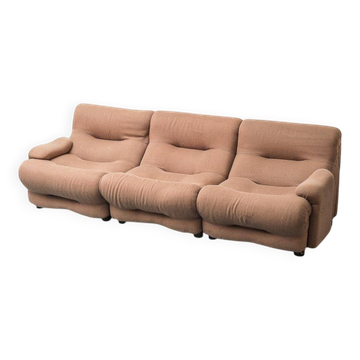 Rezia 3-seater modular vintage sofa by Emilio Guarnacci for 1P, 1970s modernism