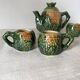Théière et tasses en barbotine Maïs
