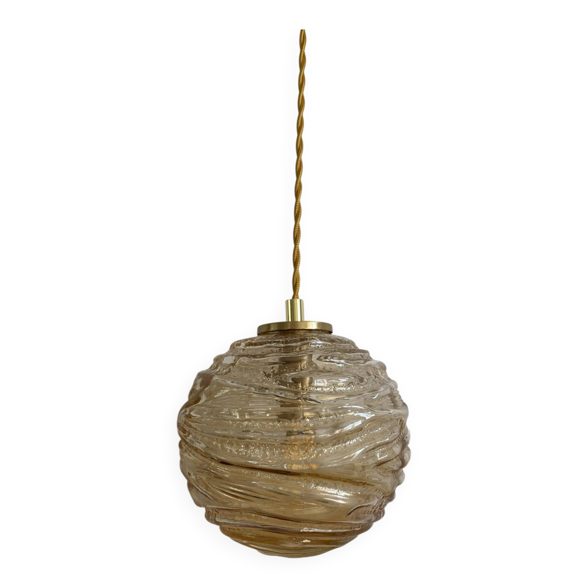Baladeuse globe vintage en verre ambré 