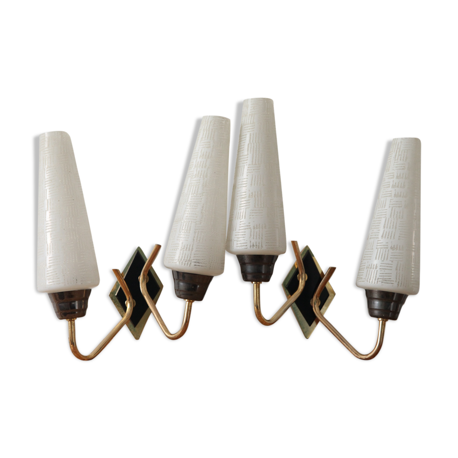 Brass and polished glass, set of 2