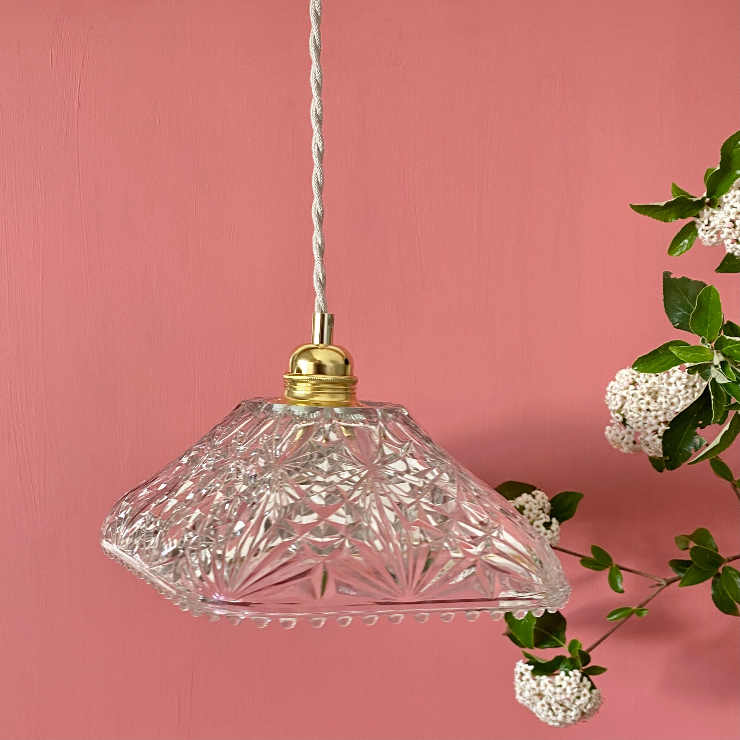 Vintage molded glass lampshade pendant lamp