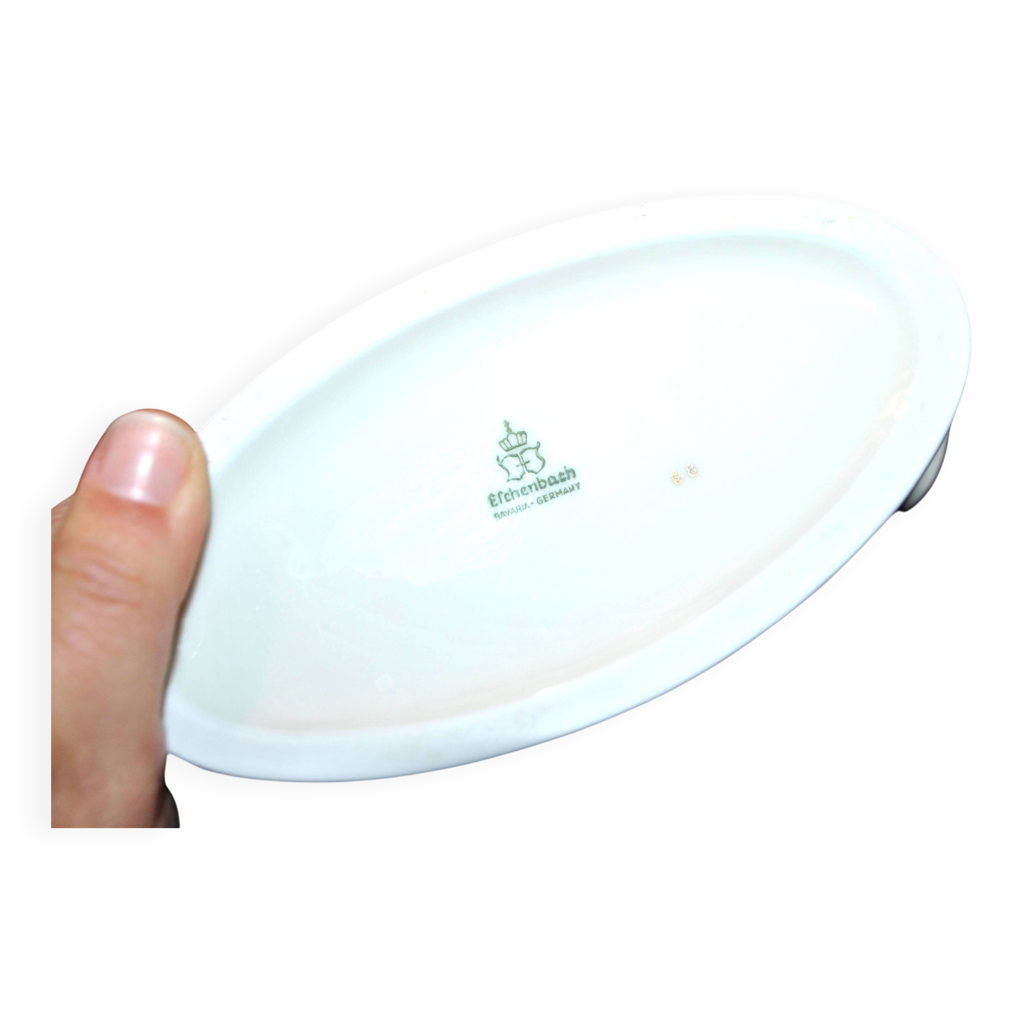 Modernist German porcelain candle holder - double gold rim candlestick