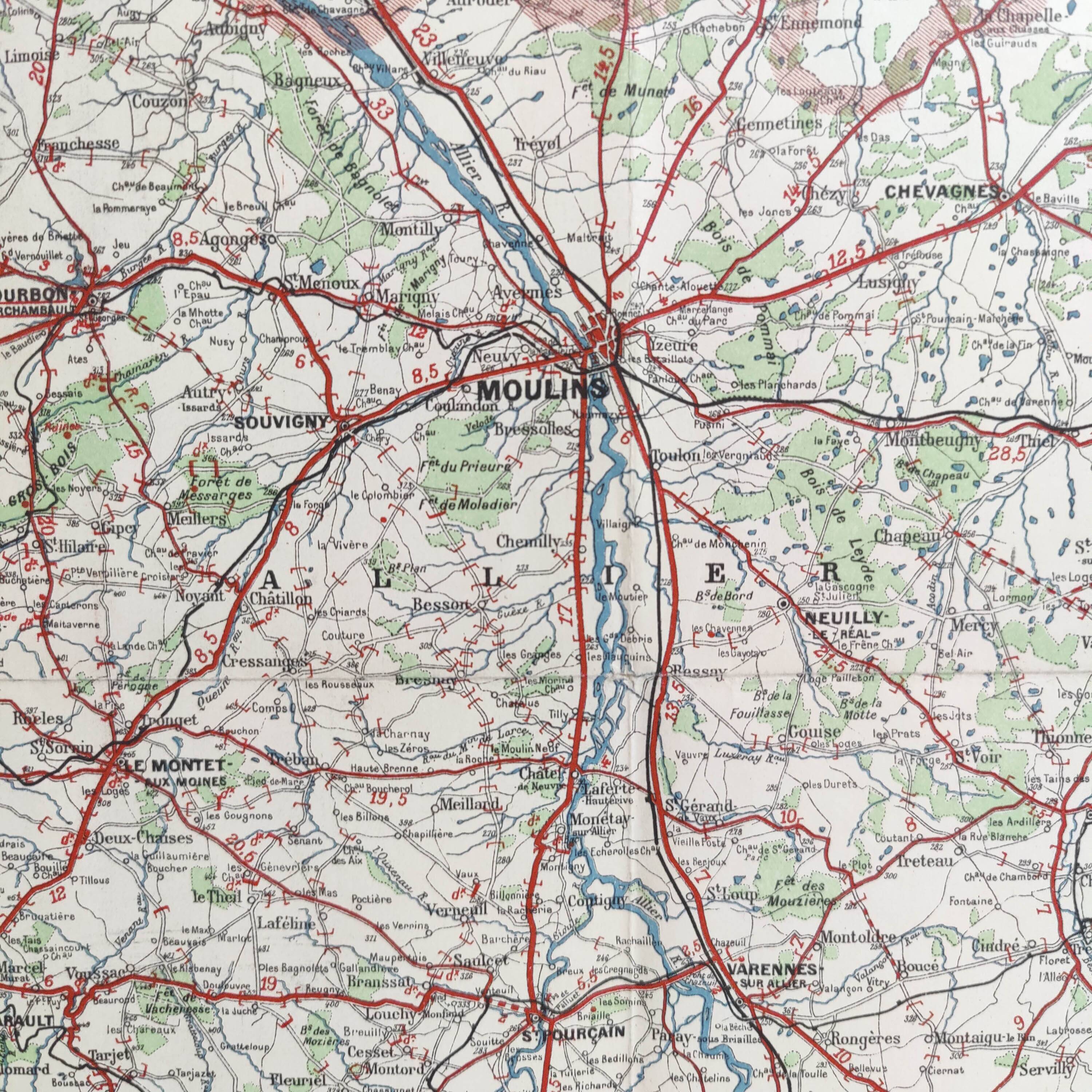 Old map of Burgundy, Taride edition 1920