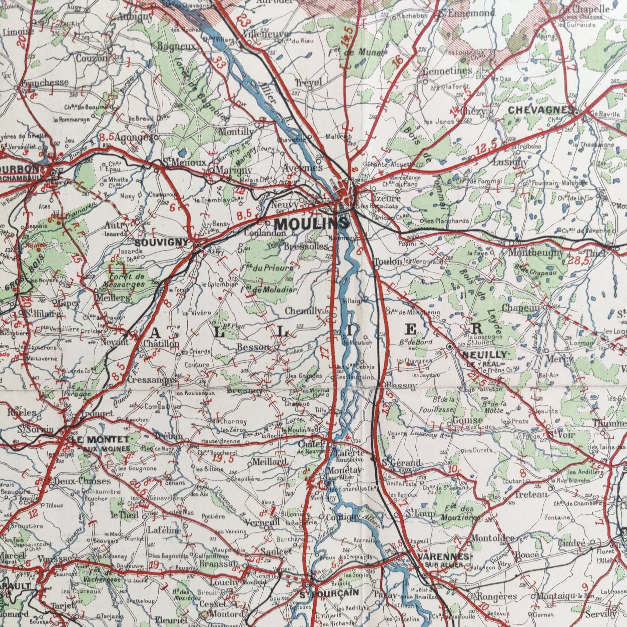 Carte ancienne Bourgogne édition Taride 1920