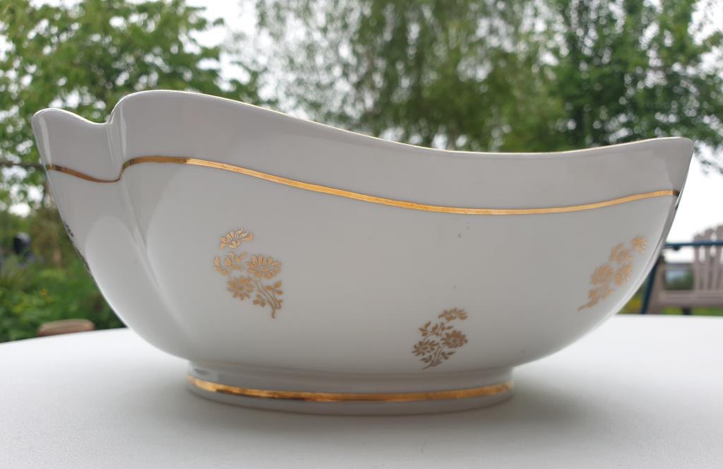 Saladier drapé Limoges guirlandes florales or flamboyant