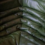 Ensemble de salon Togo en cuir vert, signé Michel Ducaroy pour Ligne Roset, 1979, ensemble de 5 pièces