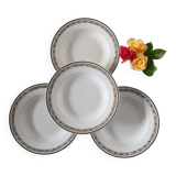Set of 4 soup plates, Digoin Sarreguemines, Valence model