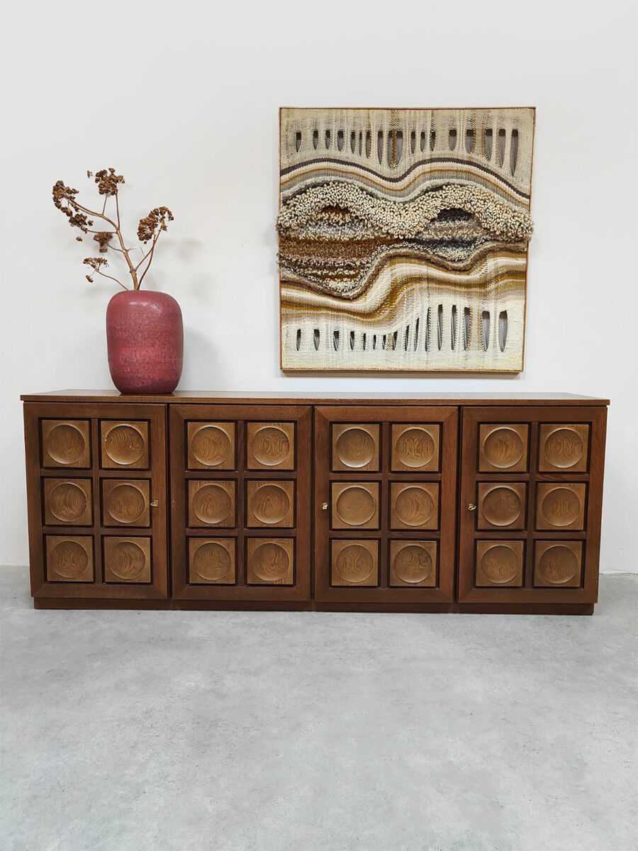 Vintage brutalist sideboard credenza Gerhard Bartels 'Cubism'