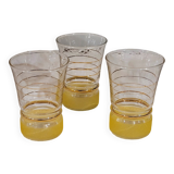 3 verres granité jaune - vintage