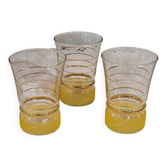 3 yellow granita glasses - vintage