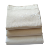 Lot of 3 Old Bed Sheets - True Northern Canvas Early 20th Century - France NEUF