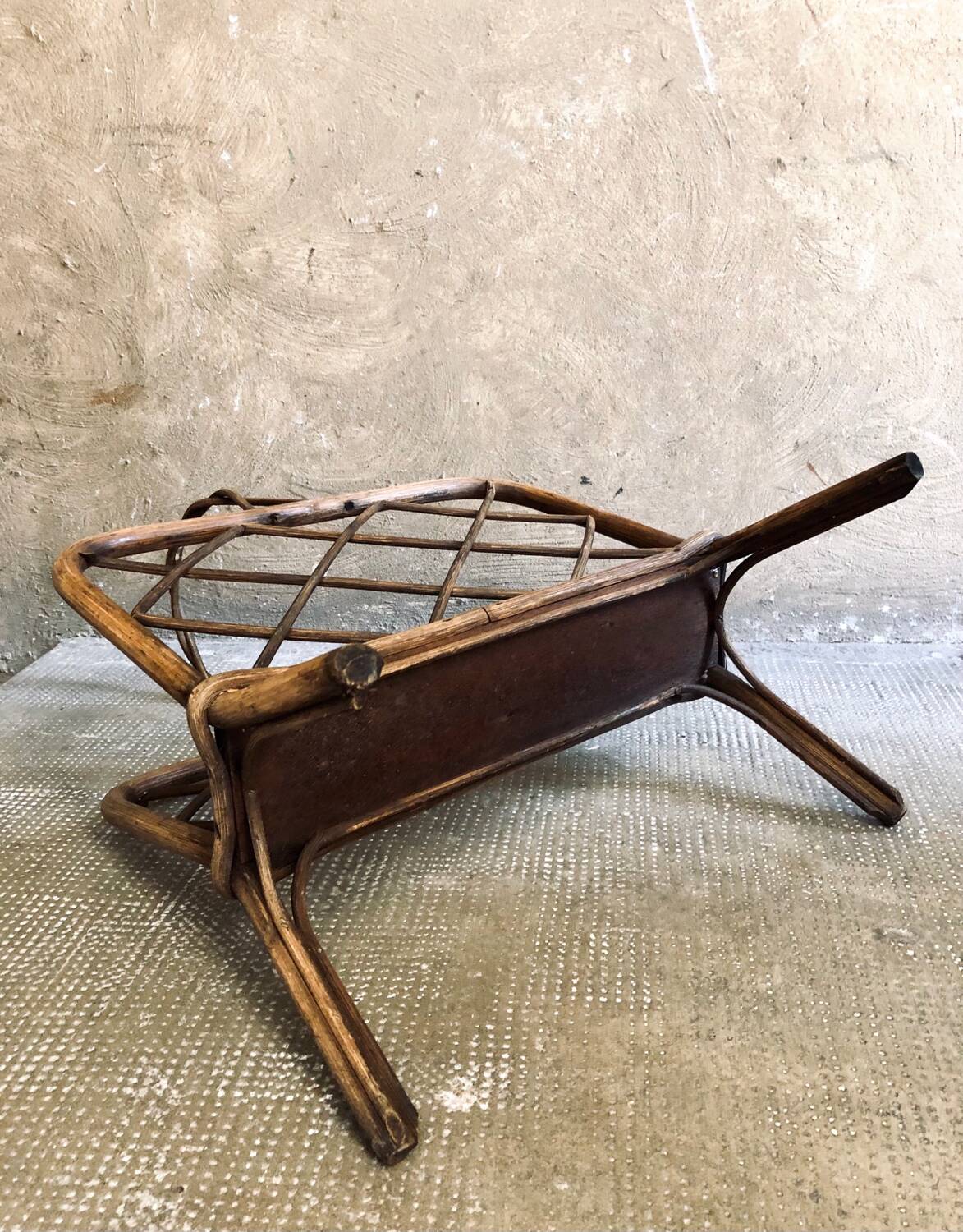 Vintage rattan magazine rack