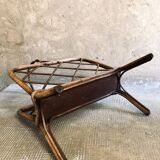 Vintage rattan magazine rack
