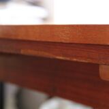1960s table with teak veneer and glass top + extensions