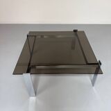 Smoked glass and chrome steel coffee table, Italian design from the 70s