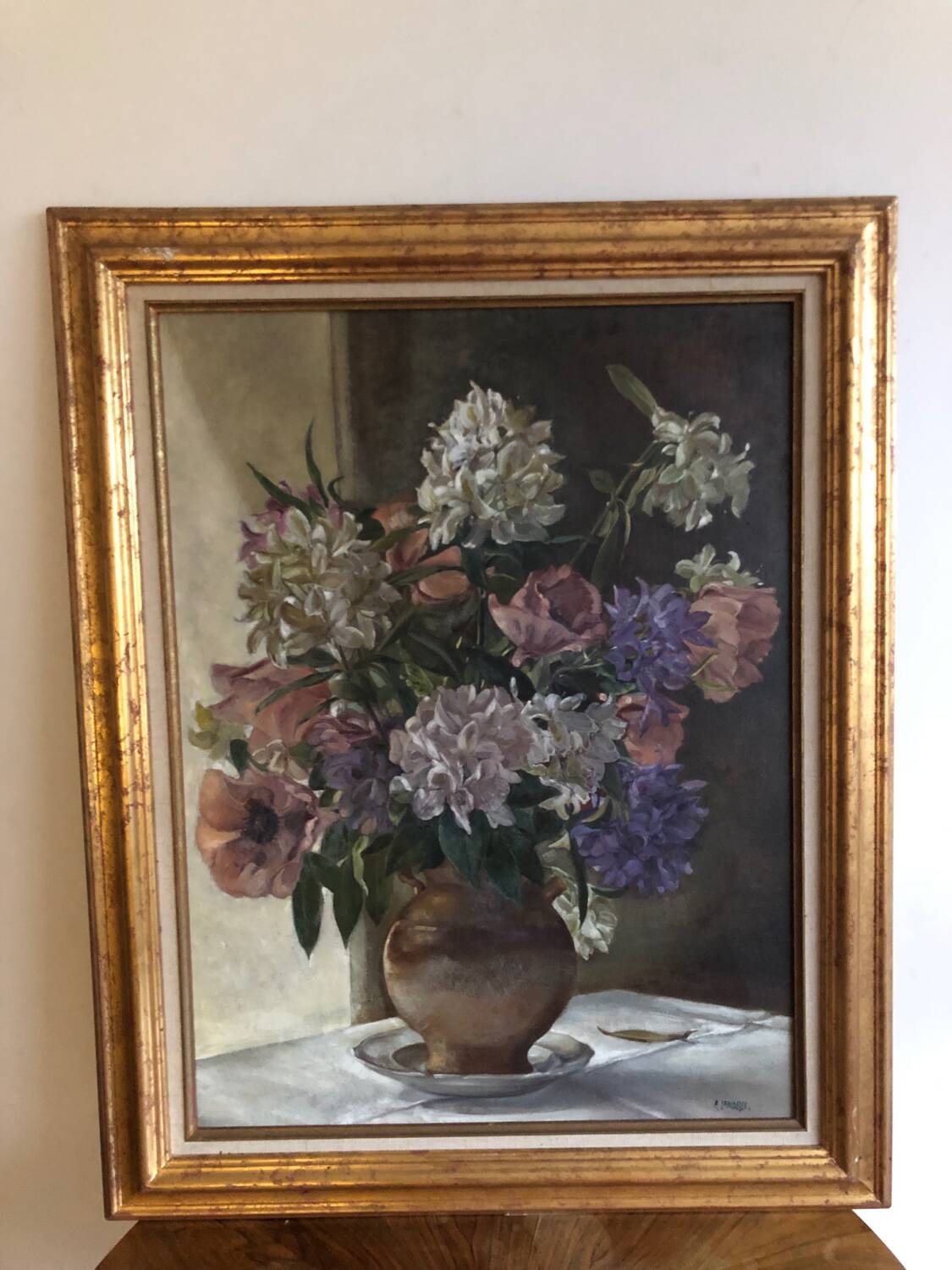 Huile sur toile Bouquet de fleurs A  Landelle