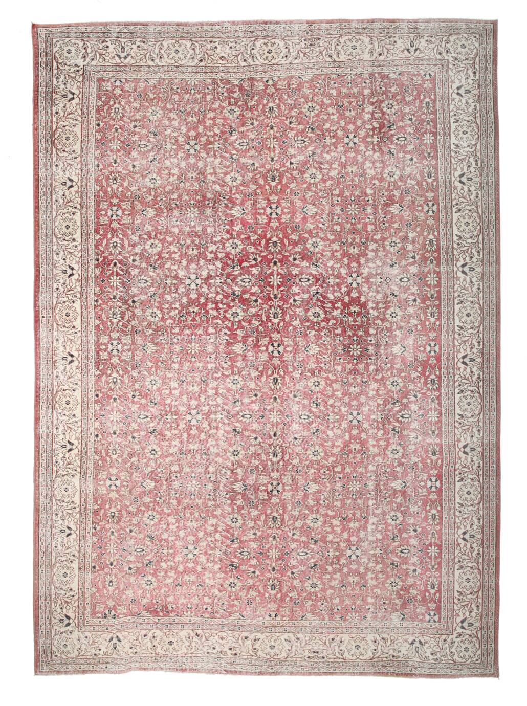 Red & Navy Blue Floral Vintage Persian Rug