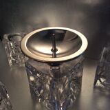 Set 4 vintage candlesticks  moulded glass cubes 70