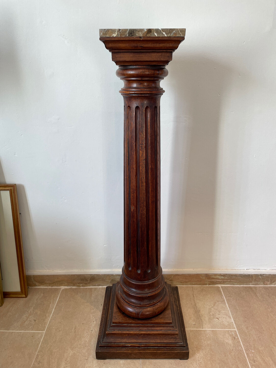 Sellette colonne xixeme en bois