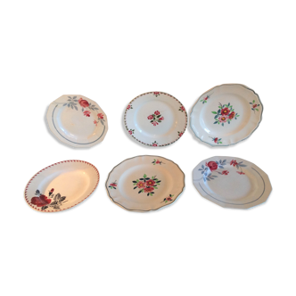 Suite of six mismatched flat plates / vintage 50s-60s