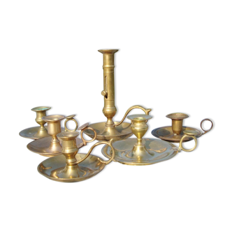 Ensemble de 6 chandeliers en laiton tenus à la main des supports de bougie pour l’affichage