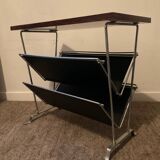 Vintage magazine rack with side table