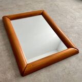 Old mirror in solid elm design from the 70s vintage brutalist style